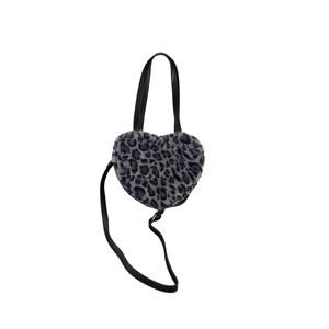 Bam Forever Faux Fur Animal Print Heart Shaped Purse